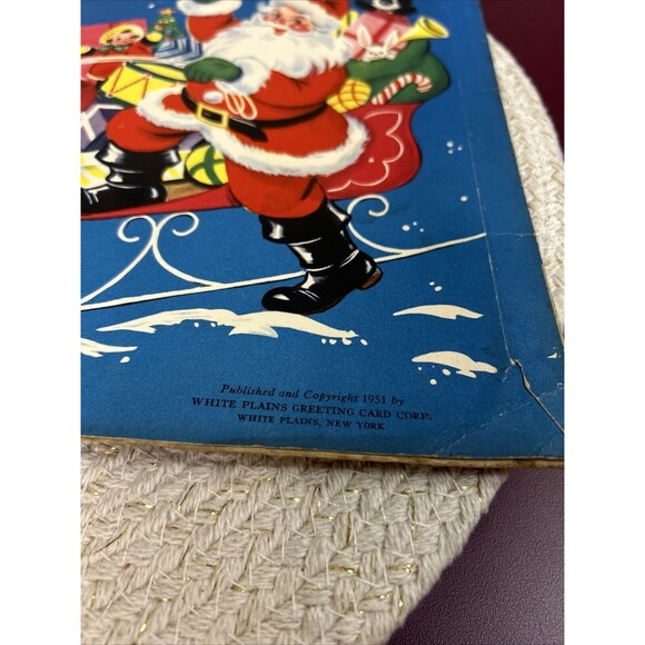 Santa's Workshop Vintage Christmas Pop Up Book White Plains Greeting Card 1951 - Picture 13 of 13